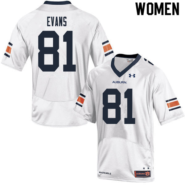 Auburn Tigers Women's J.J. Evans #81 White Under Armour Stitched College 2020 NCAA Authentic Football Jersey CSW6474FO